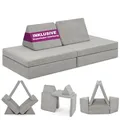 Produktbild: Linodino® Spielsofa | Kindersofa aus Schaumstoff Softbausteine - Kindercouch & Kuschelecke im Kinderzimmer | Stapelsteine für Kinder | Oeko-TEX 100 Zertifiziert | Robbenbaby Grau