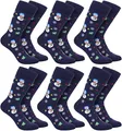 Produktbild: BRUBAKER 6 Paar Weihnachtssocken für Damen und Herren - Weihnachtsmotiv Schneemänner - Baumwolle Socken Weihnachten