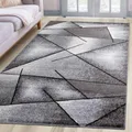 Produktbild: oKu-Tex Teppich Wohnzimmerteppich [120x170 cm] weicher Kurzflor grau meliert - Grauer Teppich für das Wohnzimmer - Carpet Living Room - Modernes geometrisches Design - Deutsche Marke
