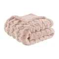 Produktbild: Madison Park Luxuriöser Überwurf, gerüscht, weich, gemütlich, gebürstet, langes Kunstfell, für Bett, Couch oder Sofa, 127 x 152,4 cm, Blush
