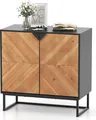 Produktbild: COSTWAY Buffet-Schrank mit Stauraum, Sideboard-Schrank mit Türen und Regal, Konsolentisch mit Metallbeinen, Moderner Akzent-Schrank Schwarz