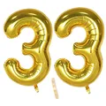 Produktbild: Folienballon Zahl Deko Gold 33 für Frauen Männer, XXL 100cm Riesen Nummer Aufblasbar Helium Ballon Figuren Zahlen Luftballons für 33. Jahre Mann Frau Geburtstag Hochzeit Jubiläum Party Dekoration