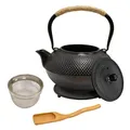 Produktbild: Teekanne 1,5L aus Gusseisen Schwarz Japanische mit Sieb aus Edelstahl