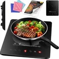 Produktbild: KESSER® Induktionskochplatte Induktionskochfeld Tragbare 28cm Kochplatte + 3x Mikrofasertuch + 1x Rezeptbuch, Heizstufen, Stunden-Timer, Touch-Steuerung, Booster-Funktion 220-240V