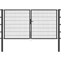 Produktbild: Metallzaun Doppeltor für Doppelstabmatte Anthrazit z. Einbeton. 140 cm x 300 cm