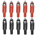 Produktbild: ✅Cinchstecker 5+5  Rot+Schwarz Kunststoff Ausführung 10 Stück Lötanschluss