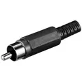 Produktbild: Cinch-Stecker RCA Plug vernickelt mit Kabel-Knickschutz schwarz