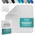 Produktbild: Engelbach® Duschmatte rutschfest 53x53cm inkl. 2 Haken - Antibakteriell & BPA-frei - Duscheinlage, Antirutschmatte - Waschmaschinen geeignet und schimmelresistent