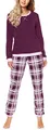 Produktbild: Merry Style Damen Lang Zweiteiliger Schlafanzug aus Baumwolle Pyjama Set Winter MS10-168 (Wein Kariert, XXL)