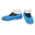 Produktbild: Maimed Schuhüberzieher Einweg - Schuhüberzieher wasserdicht - 100 Stück Überzieher Schuhe 41 x 15 cm, CPE blau, rutschfest, mit elastischem Gummiband
