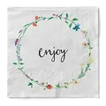 Produktbild: Mank Servietten aus Tissue 33 cm x 33 cm, 1/4 Falz Kaffee Serviette, hochwertige Einmal Serviette 100 Stück Kalina Frühling Sommer Blumen Floral Blumenkranz