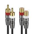 Produktbild: J&D 2 Cinch-Verlängerungskabel Männlich zu Weiblich, Kupfergehäuse Vergoldeter 2RCA-Stecker auf 2RCA-Buchse Stereo Audio Extender Kabeladapter, 0,9 Meter