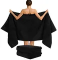 Produktbild: Hammetex 2er Set Extra Große Badetücher – 80x200 cm Saunatücher, 500 GSM, 100% Baumwolle – Weich & Saugfähig – Luxuriöse Große Spa-Handtücher, Schwarz