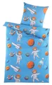 Produktbild: Carpe Sonno Kinderbettwäsche 135x200 Jungen Mädchen Kinder Bettwäsche Mikrofaser Kinderbettbezug, Mikrofaser, 2 teilig, Blaue Polyester Kinder Bettwäsche Astronaut Weltall Weltraum