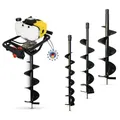 Produktbild: BAMATO EBO-80 Benzin Erdbohrer | 3 PS Leistung | 2 Takt Motor | inkl. Bohraufsätze 100/150/200 mm | Bohrlänge 800mm | Bohrer Erdlochbohrer Pfahlbohrer