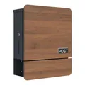 Produktbild: SCHARTEC Briefkasten SPB-5 Holz Design dunkel mit Zeitungsfach modern & groß Wandbriefkasten Postkasten