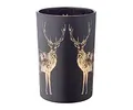 Produktbild: EDZARD Windlicht Tiu, Höhe 18 cm, Durchmesser 12 cm, matt schwarz, Hirsch-Motiv - Teelichthalter, Teelichtglas, Kerzenhalter, Glas für Teelicht, Tischdeko, Wohnzimmer Deko