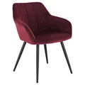 Produktbild: 1x Esszimmerstühle Küchenstühle Polsterstuhl Armlehne Samt Bordeaux BH93bd-1