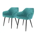 Produktbild: ML-DESIGN Stuhl Esszimmerstühle mit Rücken- & Armlehne moderne Design Küchenstühle (Komplett-Set, 2 St), Küchenstuhl Blau mit Samtbezug, Ergonomischer Polsterstuhl