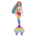 Produktbild: Barbie Dreamtopia Rainbow Magic Mermaid, Barbie Meerjungfrau mit Regenbogenhaaren, Farbwechselpuppe durch Wasser aktiviert, Spielzeug ab 3 Jahren, Geschenk für Mädchen, GTF89