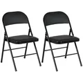 Produktbild: HOMCOM 2er Set Klappstuhl Campingstuhl mit Gepolsteter Rückenlehne, Klappbar Bürostuhl mit Stahlrahmen, Küchenstuhl mit Polster bis 120 kg belastbar für Gäste, Büro, Camping, Schwarz