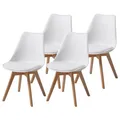 Produktbild: ALBATROS Esszimmerstühle 4er Set AARHUS, Weiss - Beine aus Buche Massiv-Holz, Skandinavisches Retro-Design, bequemer Schalenstuhl - Eleganter Küchenstuhl, Stuhl Esszimmer für Esstisch
