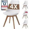 Produktbild: Albatros Esszimmerstühle 4er Set aarhus, Weiss - Beine aus Buche Massiv-Holz, Skandinavisches Retro-Design, bequemer Schalenstuhl - Eleganter