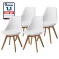 Produktbild: ALBATROS Esszimmerstühle 4er Set AARHUS, Weiss - Beine aus Buche Massiv-Holz, Skandinavisches Retro-Design, bequemer Schalenstuhl - Eleganter Küchenstuhl, Stuhl Esszimmer für Esstisch