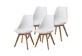 Produktbild: Albatros International Esszimmerstuhl Esszimmerstuhl Küchenstuhl AARHUS Weiss 4er Set Beine Massiv Holz (4er Set, Weiss Buche), bequemer Schalenstuhl, Skandinavisches Retro-Design, elegant