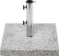 Produktbild: BELIANI Sonnenschirmständer Grau Granit 45x45 cm Quadratisch mit Edelstahlrohr Modern Garten Terrasse Balkon Outdoor Außenbereich Ausstattung Zubehör