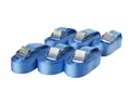 Produktbild: Sandax 6X Spanngurte mit Klemmschloss im Set, 4m lang, 25mm breit, blau, Zurrgurte mit Klemmverschluss kurz, belastbar bis 250kg, DIN EN 12195-2, Einteilige Befestigungsgurte Klemmschlossgurte
