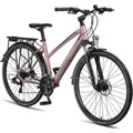 Produktbild: Licorne Bike Premium Touring Trekking Bike in 28 Zoll - Fahrrad für Jungen, Mädchen, Damen und Herren - 21 Gang-Schaltung - Mountainbike - Crossbike - Rosa