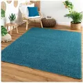 Produktbild: Steffensmeier Teppich Cambridge, Rechteckig, Velours, Wohnzimmer blau 100 cm x 200 cm
