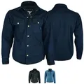 Produktbild: BULLDT Motorradjacke BLD1202 (mit Protektoren) Motorradhemd Jeansjacke Hemd Futter aus Aramid-Kevlar-Fasern blau 58/3XL