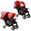 Produktbild: Tandem-Kinderwagen Stahl Rot und Schwarz
