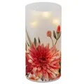 Produktbild: Deko Licht Stimmungslampe Sommerblumen H. 16cm weiß rot Glas mit Timer Formano