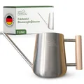 Produktbild: NICEGARDEN Edelstahl Gießkanne 1L | Design Blumengießkanne mit Holzgriff | extra stabil & stilvoll | perfekt für Wohnung, Haus, Garten & Balkon