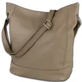 Produktbild: Toscanto Damen Schultertasche Shopper Leder Tasche taupe beige OTT159SC