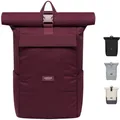 Produktbild: Universitäts-Rolltop-Rucksack in Rot - Nr. 4 - Laptop-Tasche für Schule, Arbeit & Fahrrad - Großer Reise-Rucksack - Wasserabweisend