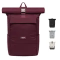 Produktbild: LARKSON Rucksack Damen Herren Rot - No 4 - Rolltop Backpack mit Laptopfach Uni, Arbeit & Fahrrad - Großer Reiserucksack - Wasserabweisend