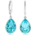 Produktbild: 925 Ohrringe Blau Silber Kristalle Tropfen Aquamarin Silber-Ohrhänger NOBEL S...