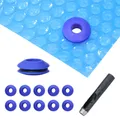 Produktbild: 10 Stück Poolfolie Ösen blau + Locheisen Kunststoffösen Abdeckplane Planenösen