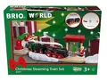 Produktbild: BRIO World 36014 Batterie-Dampflok Weihnachts-Set - Aus dem Schornstein der Lokomotive strömt kalter Wasserdampf - Großes Schienenlayout für eine Rundtour um den Weihnachtsbaum, empfohlen ab 3 Jahren