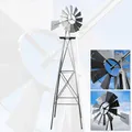 Produktbild: US Windrad 245cm silberfarben Windmühle Windspiel Kugellager Mühle