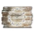Produktbild: Kreative Feder Designer Wanduhr Holz-Design aus Holz Größe 40x27cm - Wanduhr im Landhaus-Stil Shabby-Style Made in Germany leise ohne Ticken (Holz-Design, leises Funkuhrwerk)