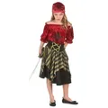 Produktbild: JADEO Piraten-Kostüm Piratin Kinderkostüm Freibeuterin rot-schwarz-gold 134/140 (10-12 Jahre)