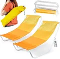 Produktbild: Vilde - Gartenliege Sonnenliege Klappbar - Sonnenliegen - Klappbare Garten Liege Gartenliegen Leicht - Strandliege Liegestuhl Balkon Balkonliege - Strandstuhl tragbar - Set 2 Stück - gelb oange