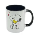 Produktbild: ONOMATO! Peanuts Snoopy Woodstock Tasse, Keramik Kaffeetasse 330 ml, Teetasse mit Cartoon-Motiv, Peanuts Geschenke Tasse für Damen, Herren und Kinder zu Weihnachten