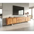 Produktbild: DELIFE Lowboard Live-Edge 300 cm Akazie Natur 4 Türen 2 Schübe - Hellbraun/Silber/Braun