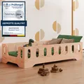 Produktbild: Smartwood® Kinderbett 90x200 Holz Montessori Bodenbett mit Rausfallschutz und Lattenrost - Niedriges Bett für Jungen und Mädchen TILA 2B - Naturholz
